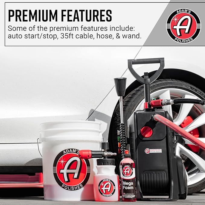 Adam's Pressure Washer 3.0 Upgrade Kit- Powerful Car Washing Pressure Sprayer, Includes Snub Nose with Swivel & 30ft Hose |1260 PSI & 1.6 GPM| Clean Your Car, Truck, House, Sidewalk, Etc.