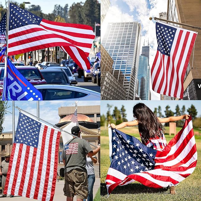 American Flag 2x3 Outdoor - Heavy Duty US American flags for outside 2x3 Ft with Embroidered Stars Sewn Stripes USA Flags Long Lasting with 2 Brass Grommets
