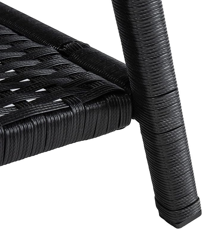 SAFAVIEH PAT7505A Collection Aboka Black and Beige 4-Piece Outdoor Living Patio Set