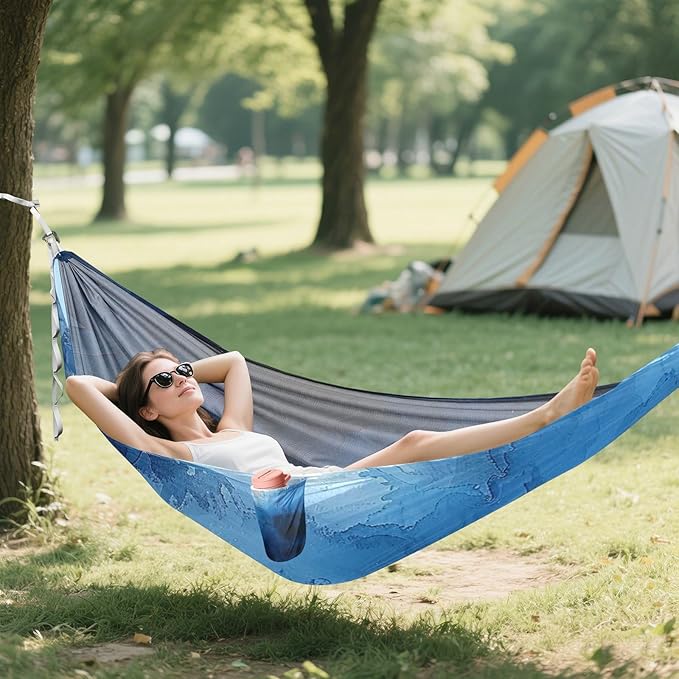 Blue Gradient 330lb Capacity Hammocks with Tree Straps Cloth Hammock for Camping Travel Accessories Base para poner hamaca