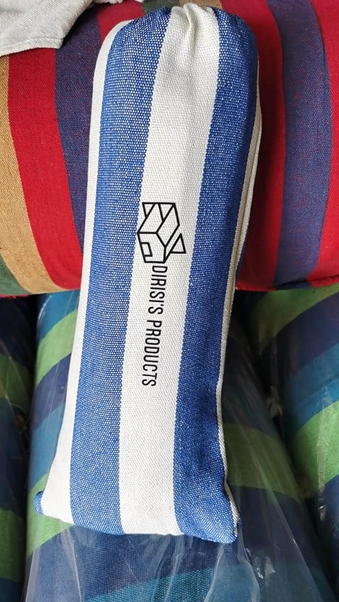 Brazilian Double Hammock (Max 450lb)- 2 Person Soft Canvas Cotton Fabric Hammock with Tree Strap-Portable Hammock with Traval Bag for Patio Porch Garden Backyard,Outdoor/Indoor - Blue/White