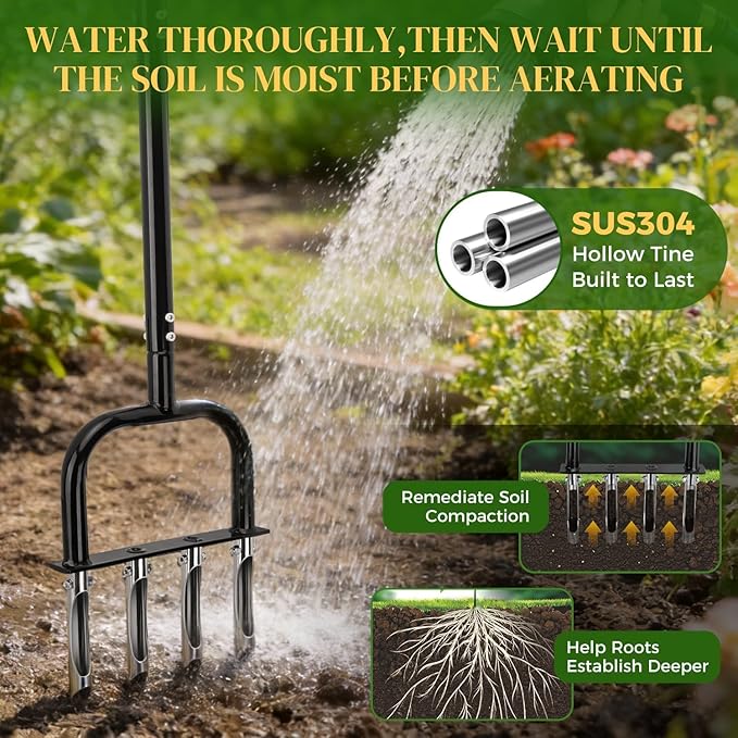 2-in-1 Lawn Aerator & Weeding Tool Set, SnowShovel - Multifunctional Garden Soil Aerator,Weed Remover, and Snow Shovel for SmallLawns, Tight Corners, and Yard Care