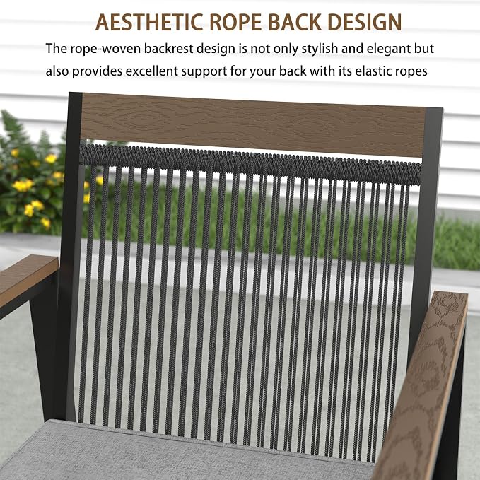 5-Piece Patio Dining Table and Chair Sets, Outdoor Metal Dining Furniture Set with Umbrella Hole, 4pcs Patio Chairs with Cushions for Backyard, Deck