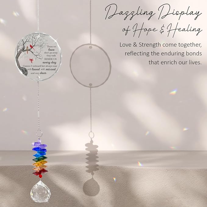 Memorial Suncatcher Ornament - Sympathy Gift for Loss of Loved One - Crystal Rainbow Maker - Those we Love Don't go Away - Hanging Crystal Decor Home Decor Window Décor