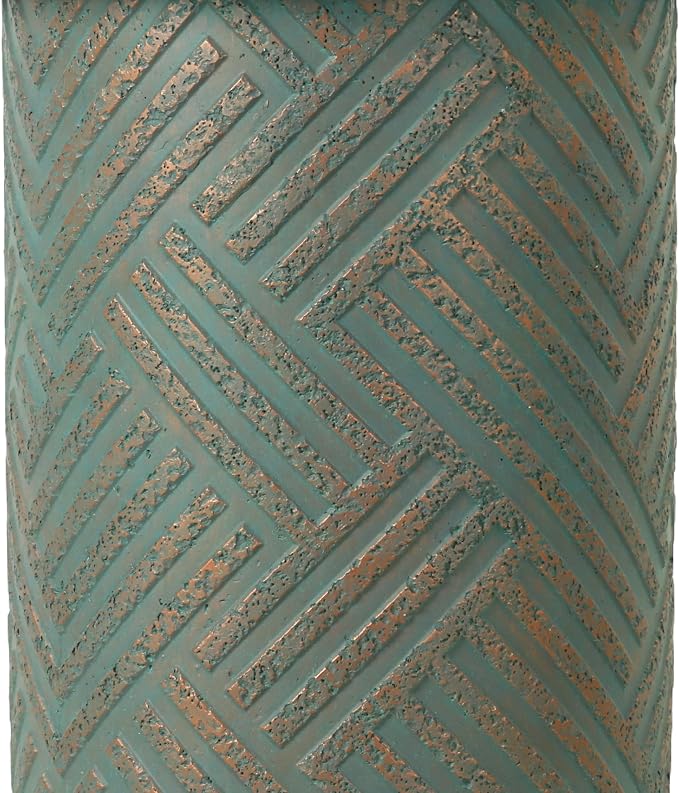 16.93" Cement End Tables for Patio,Green | Faux Terrazzo Modern Small Round Side Accent Table,Tree Stump Garden Stool Drum Indoor and Outdoor