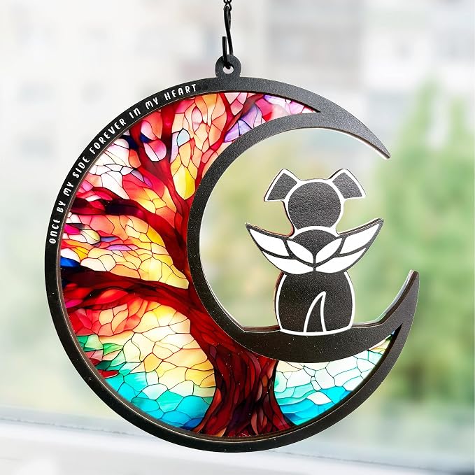 BamLue DIY Dog Angel Memorial Suncatcher, Memorial Gifts for Loss of Dog,Loss of Pet Sympathy Gift, Life Tree of Loss of Sympathy Gift