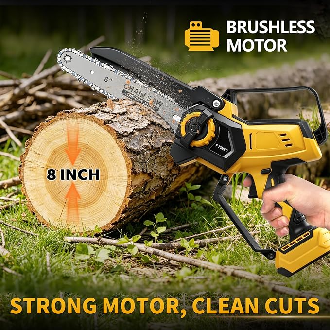 2-in-1 8 Inch Electric Pole Saw for Dewalt 20V MAX Battery, Brushless Cordless Mini Chainsaw with Extension Pole & 3 Chains, Auto Oiler, 14.5 FT Max Reach for Tree Trimming Branch Cutting (No Battery)