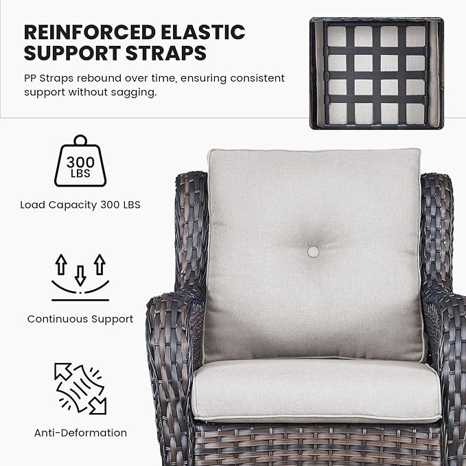 Belord Outdoor Wicker Furniture 5 Pieces Patio Furniture Sofa Set Patio Wicker Chairs with Ottomans Conversation Set for Porch Garden Deck Balcony Poolside