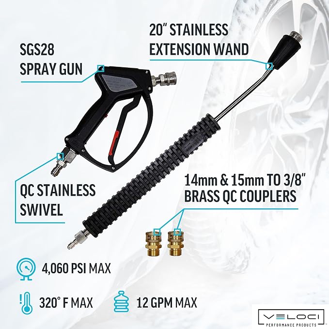 MTM Hydro The 20" Pressure Washer Extension Wand and SGS28 Spray Gun Kit for Your Pressure Washer Commercial Grade