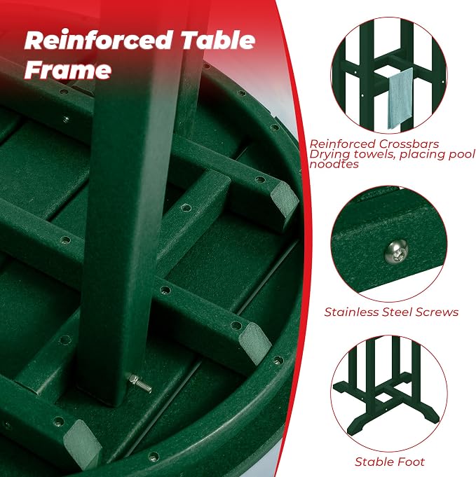 Costaelm Outdoor Bar Table, 42" Counter Height Round Patio Cocktail Bar Table, Patio Bar Table Bistro Dining Table Pub Table for Front Porch Deck, Backyard, Garden, Dark Green