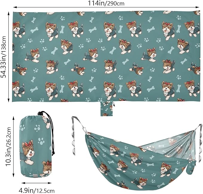 Camping Hammock Outdoor Hammocks for Outside Cute Puppy Paw Beach Trees Portable Lightweight with Pockets Tree Straps Indoor Small