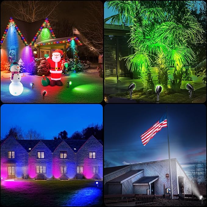 20W RGBW Outdoor LED Landscape Lighting Color Changing Spotlight with Remote Control 1880LM IP66 Waterproof Spot Lights for Christmas Halloween Decorative Yard Garden Pathway 120V US Plug 2 Pack