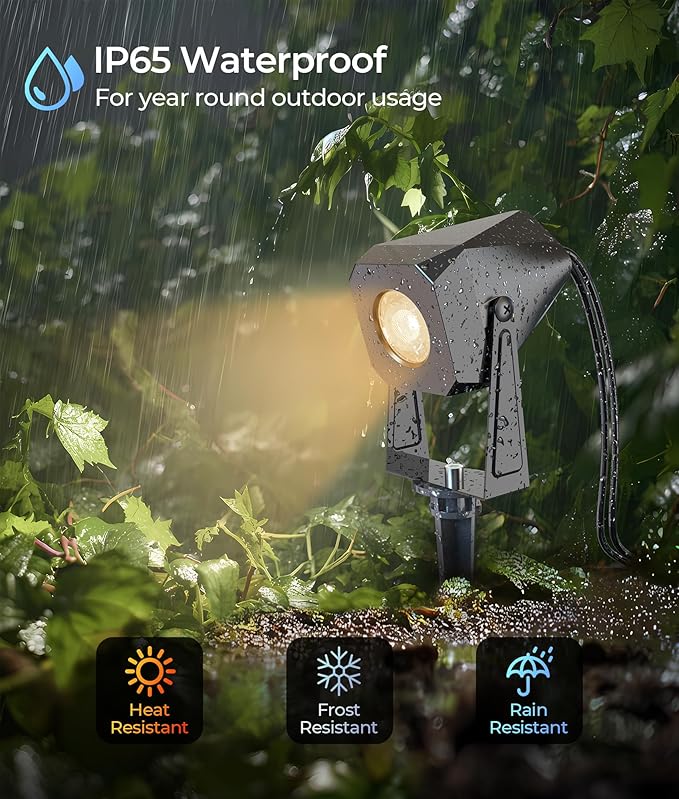 DeckTok Outdoor Landscape Lighting, 8 Pack Outdoor Spotlights, LED Low Voltage Landscape Lights for House Yard Garden Lawn Tree Fence Plant Flags Pathway, 12V 2700K Warm White, IP65 Waterproof