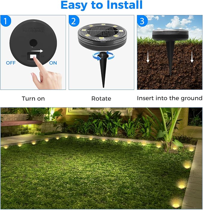 Mini Solar Ground Lights, 12 Pack Flat Solar Disc Lights Outdoor Waterproof, 2.3 Inch Small Solar Garden Lights Landscape Lighting for Outside Pathway Garden Yard Lawn Walkway,Warm White