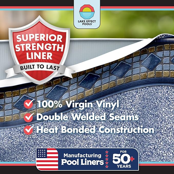 Lake Effect Pools 'Fallston' 21 ft Round Above Ground Swimming Pool | 52 Inch Steel Side Walls | Kit Includes: 25 Gauge Overlap Liner & Widemouth Skimmer