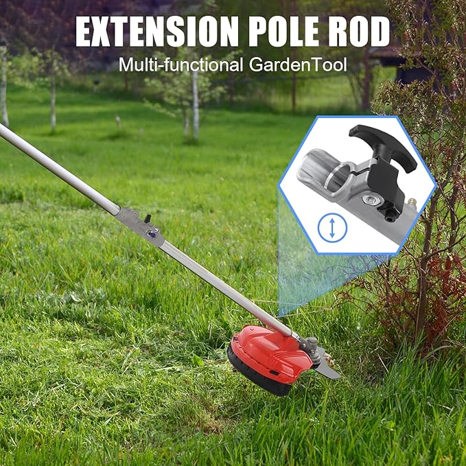 YOXIER 52CC Gas Weed Wacker, 2-Cycle 2 in 1 Gas Weed Eater, Upgraded 2.2KW/8500rpm Weed Wacker Gas Powered, Strong Power Brush Cutter, Gas String Trimmer for Daily Trimming Red