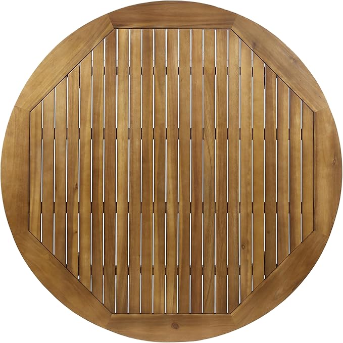 Christopher Knight Home Pelham Wooden Patio Dining Set for 4, Acacia Wood Outdoor Dining Table Set for 4, 5 Piece Outdoor Dining Set with Round Table and Armchair with Seat Cushion, Teak+Beige