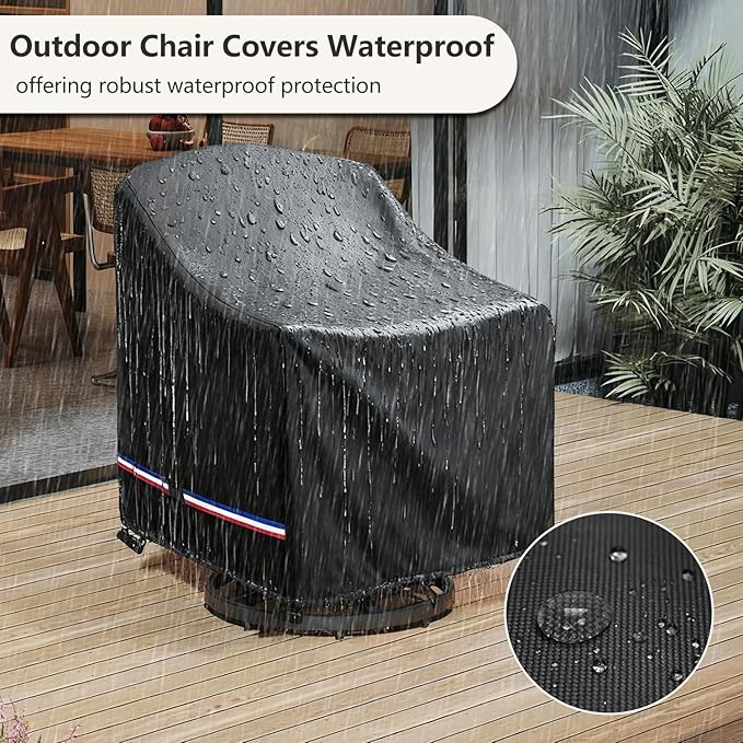 Patio Chair Covers Waterproof Swivel Outdoor Chair Cover, 30W x 34D x 36H Inches Patio Furniture Covers 2 Pack (Black)