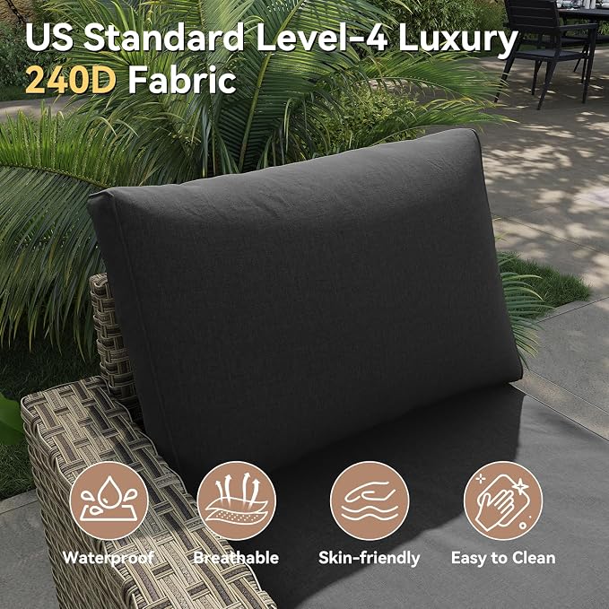 LazySunsets Luxury Patio Furniture Set with Fire Pit Table，All-Weather Patio Sectional Sofas with Thickened Cushions, 9 Piece Outdoor Furniture Sectional Set with Swivel Rocker Chairs of 2，Black