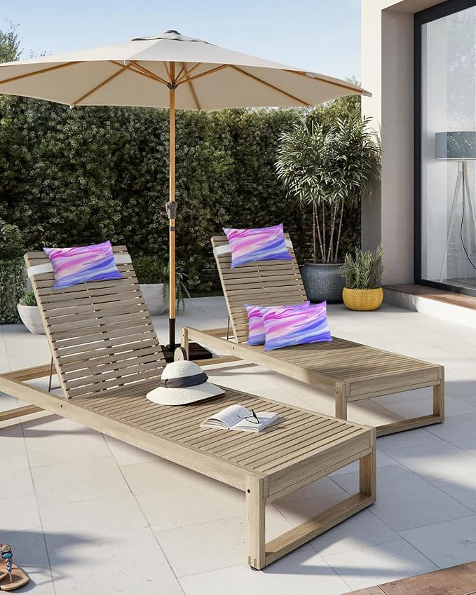 Outdoor Pillows Covers with Inserts Modern Abstract Ink Paint Ripples Fluid Watercolor Waterproof Pillow with Adjustable Strap Throw Pillows for Patio Furniture Recliner Lounge Chair, 11x16 inch, 1PCS