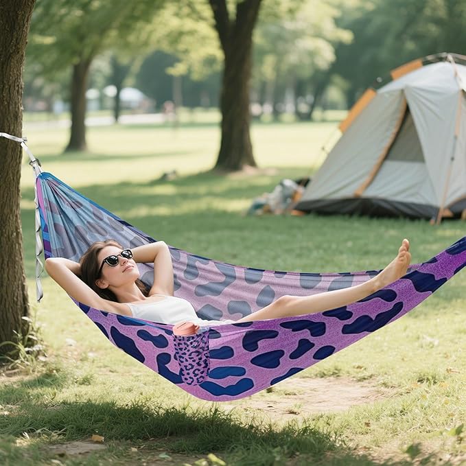 Leopard Print Pattern 330lb Capacity Outdoor Hammocks with Portabl Carry Bag Hanging Hammock for Patio Backyard Lounge Base hamaca para adultos