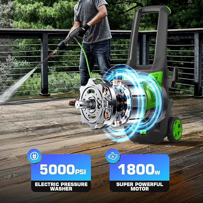 Professional Electric Pressure Washer 5000PSI, 4.0GPM Portable Power Washer with 4 QC Nozzles and Soap Bottle, Cleaner Machine for Cars/Home/Driveways/Patios/Decks/Fences