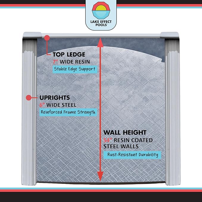 Lake Effect Pools 'Lifestyle' 15 ft x 24 ft Oval Above Ground Swimming Pool | 54 Inch Resin Protected Steel Sided Walls | Bundle Includes: 25 Gauge Overlap Liner & Widemouth Skimmer