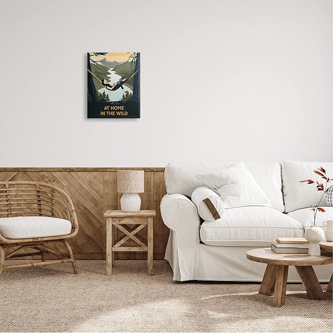 Stupell Industries Home In Wild Mountainside River Landscape Hammock Girl, Design by Omar Escalante