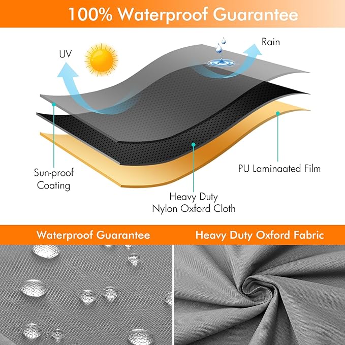 WLEAFJ Patio Chaise Lounge Cover Waterproof, Heavy Duty Outdoor Lounge Chair Covers, Durable Patio Furniture Covers, 78L x 34W x 32H inch，Grey
