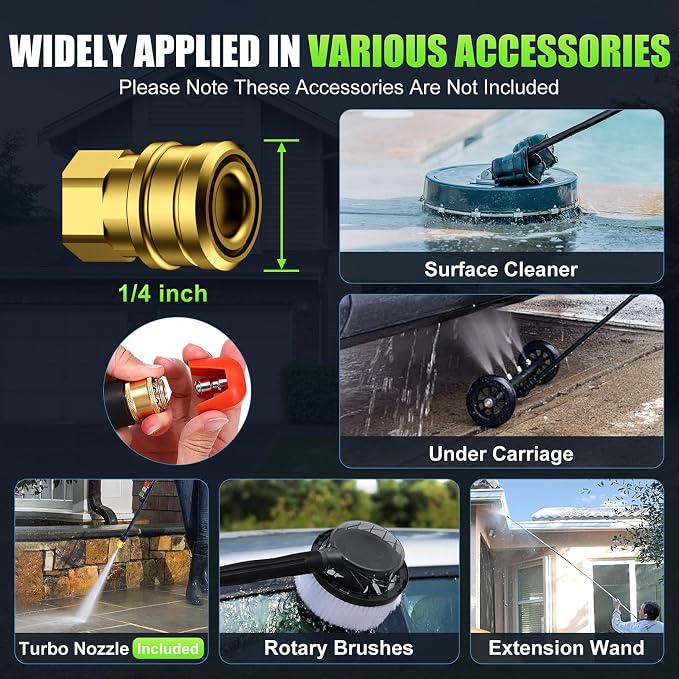 Pressure Washer 5000PSI Adjustable Pressure Power Washers Powered with 33ft Hose, 4 Nozzle and Foam Cannon, Powerwashers Cleaner Machine for Home, Cars, Green