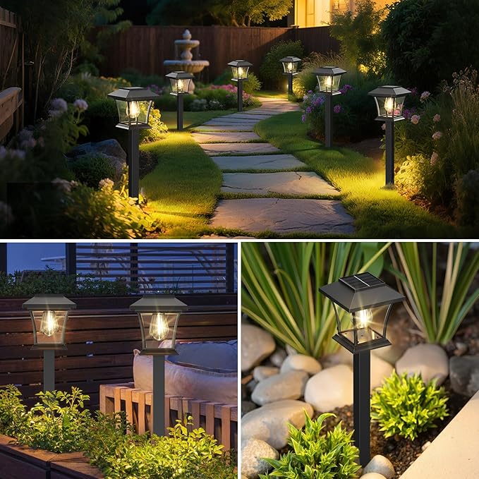 Sparkblaze 10 Pack Solar Pathway Lights Outdoor, LED Solar Yard Lights Dusk to Dawn Solar Garden Lights for Lawn, Walkway, Path & Landscape Lighting. (10, Warm White)