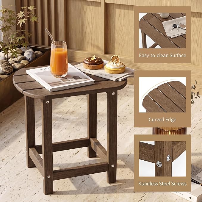 Giantex 18” Side Table Outdoor Small Patio Table Adirondack Table Set of 2 | Weather Resistant End Tables, Outside Square Tea Table for Patio, Backyard, Poolside, Garden, Balcony, Coffee