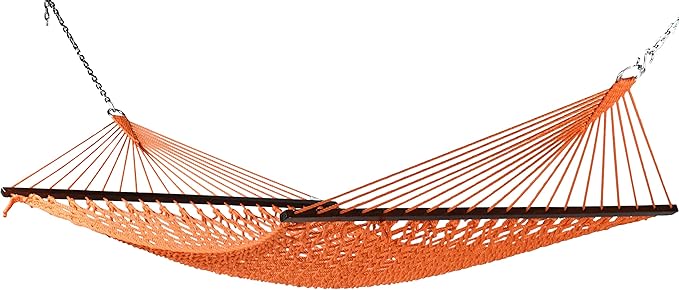 Caribbean Rope Hammock - 55 Inch - Soft-Spun Polyester (Orange)