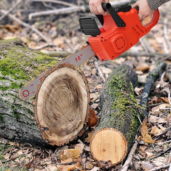 Electric Cordless Chainsaw Battery-Chainsaw 800W Batteries 2-Chains Cordless-Chainsaw With Battery And Charger with Auto-Lubrication for Wood Cutting Chainsaw Battery Powered Chainsaw