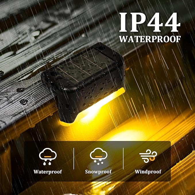 Solar Deck Lights Outdoor 20 Pack Black, Solar Step Lights Waterproof Led Light for Outside Stair, Fence, Yard, Garden, Patio and Pathway(Warm White)