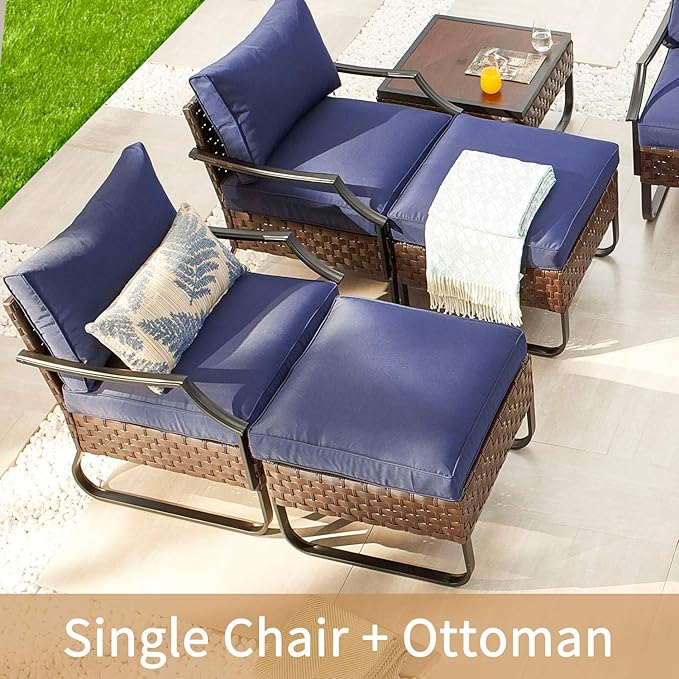 PatioFestival 7 Pieces Patio Furniture Sets with 8.7" Thick Cushion Outdoor Sectional Sofa Set,Patio Conversation Set with All Weather Frame