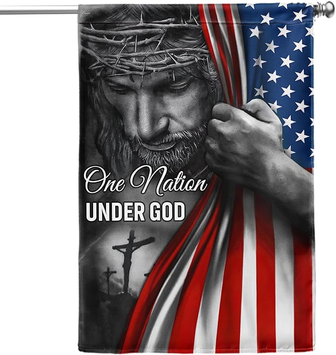 FLAGWIX Christian Patriot American Flags, One Nation Under God - 4th of July Decorations for Home, Outside, Indoor Outdoor Flag, House Flag 30x40 - Double Sided, Heavy Duty Canvas, Fade Resistant