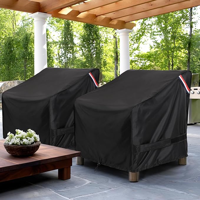 KylinLucky Patio Furniture Covers Waterproof 35W x 38D x31H inches 2 Pack, Lawn Outdoor Chair Cover Black
