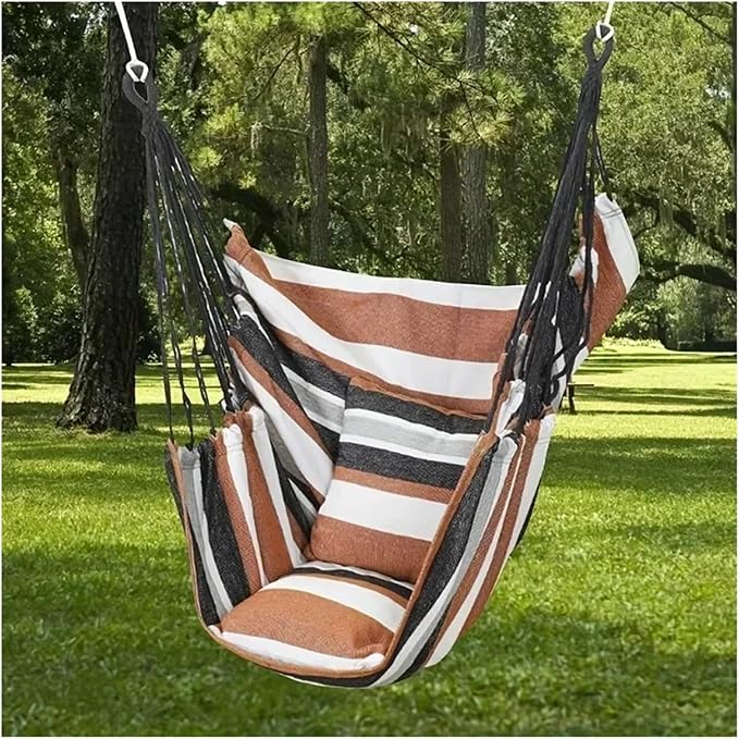 Hammock 1pc Swing Rocking Chair(with Storage Bag Outdoor Hammock Chair Canvas Leisure Swing Chair No Pillow Or Cushion Dormitory Hammock Quick-Opening(Khaki)