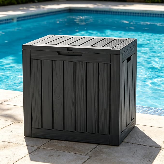 Outdoor Storage Box, 35 Gallon Waterproof Deck Box, Patio Storage Bin Outside Storage, Lockable Toy Chest, Black1-mod1