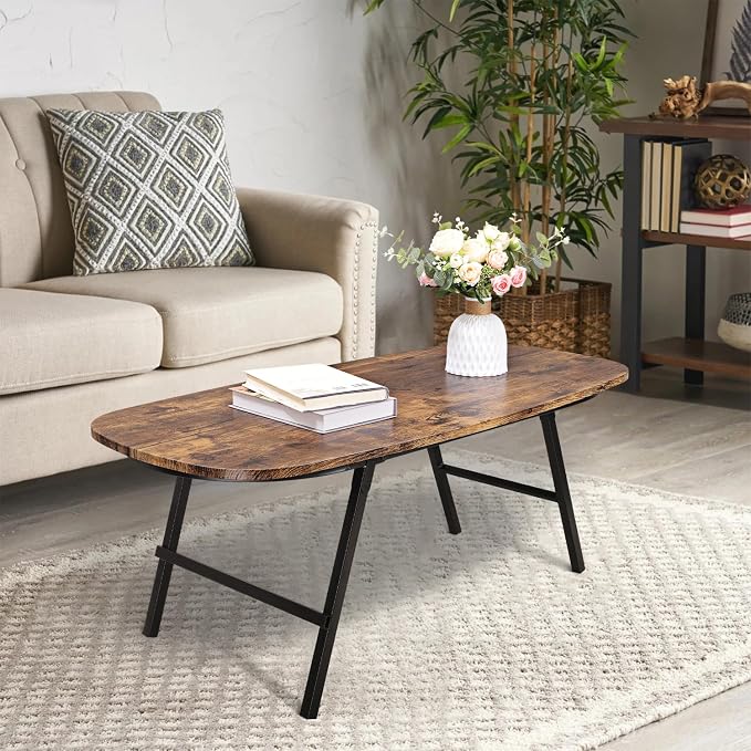 Foldable Coffee Table Natural Wood Oval Coffee Tables No Assembly Portable Floor Table Desk for Sitting on The Floor Low Coffee Table for Small Spaces Living Room Outdoor Use