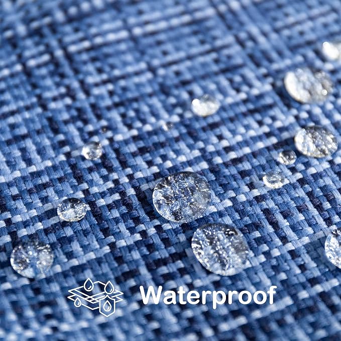 Kevin Textile Outdoor Waterproof 20x20 Inch Pillow Covers 2 Pack, Navy Blue | Water Resistant, Faux Linen Yarn-dyed, Woven Texture Throw Pillow Covers for Tent Patio Garden Couch Sofa