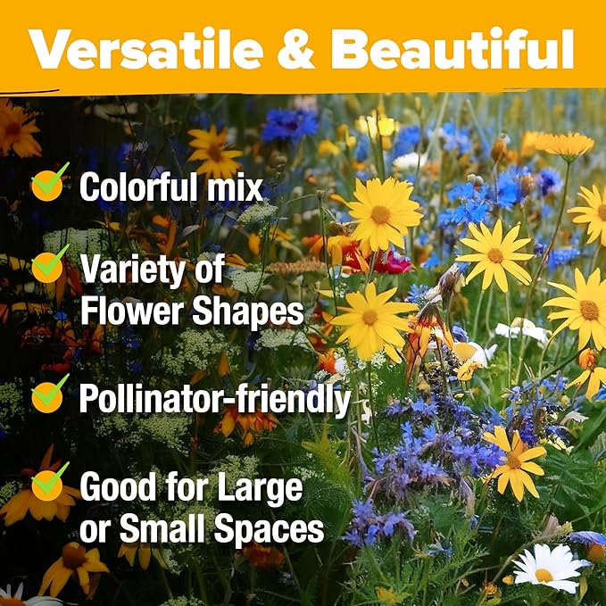 HOME GROWN Wildflower Seeds Bulk Mix | 90,000+ Non-GMO Perennial Flower Seed for Outdoor Planting | 24 Varieties to Attract Bees, Birds & Hummingbirds | Butterfly Garden | 3 oz