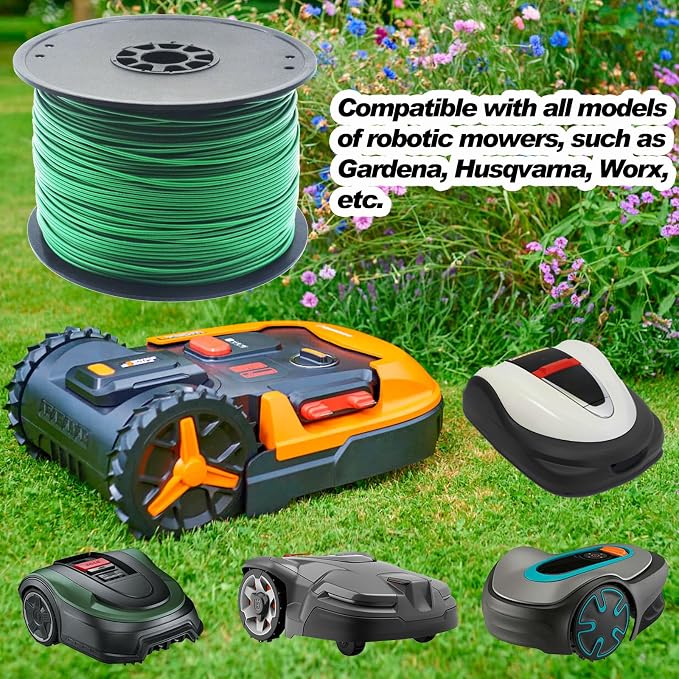 Universal Robotic Mower Boundary Wire Automatic Lawnmower 16 Gauge AWG 3.4 mm Perimeter Wire for Husqvarna Worx and Other Robot Lawnmower Brands, 458M/1500FT