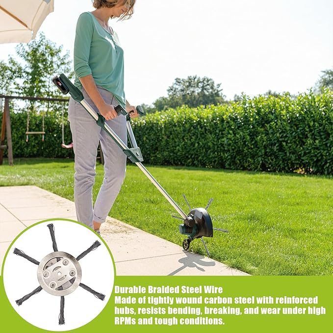 6" Steel Wire Grass Trimmer Head with 6 Blades，Rotary Brush Weed Cutter，Weed Remover Tool Lawn Mower Tray Replacement Head