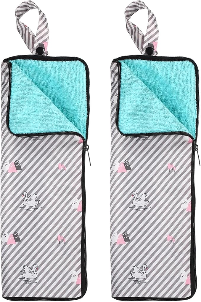 HARFINGTON 2pcs Wet Umbrellas Bag 4.9" x 14.2" Superfine Fiber Strong Water Absorption Umbrella Case Cover Portable Waterproof Case for Storage Travel Home Outdoor, Gray