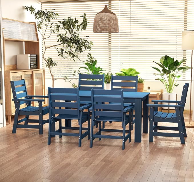 BRIOPAWS Outdoor-Dining-Chairs | Set of 2 | HDPE | Blue | Patio Chair with Arms | Modern | All Weather | Oversized & Comfortable | for Deck Backyard Poolside Porch