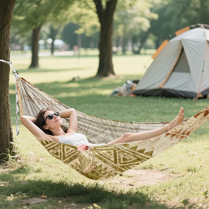 Aztec Pattern Camping Hammocks Fabric Hammock for Outside Patio Backyard Poolside