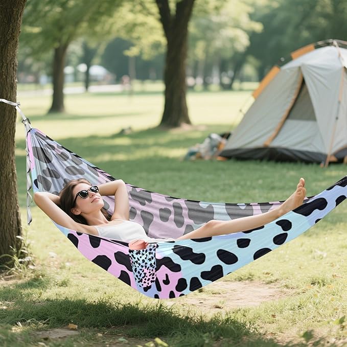 Leopard Print 330lb Capacity Hammocks for Camping with Hanging Rope Cloth Hammock for Indoor Outdoor Patio Bases para hamacas para adultos