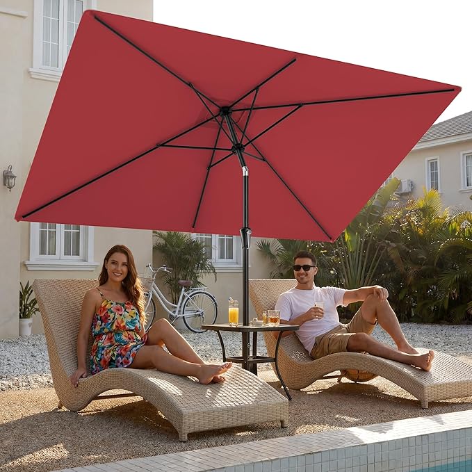 HOMSHADE 6.6 x 10 ft Rectangular Patio Umbrella Rectangle Umbrella Outdoor Patio, Large Outdoor Umbrellas for Patio Table with Tilting and Sun UV Protection for Pool, Deck, Market, Backyard